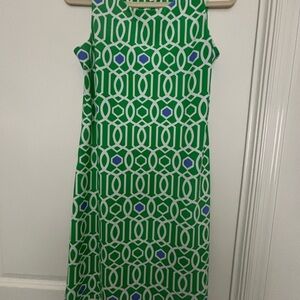 Jude Connally Green and White Halter Midi Dress